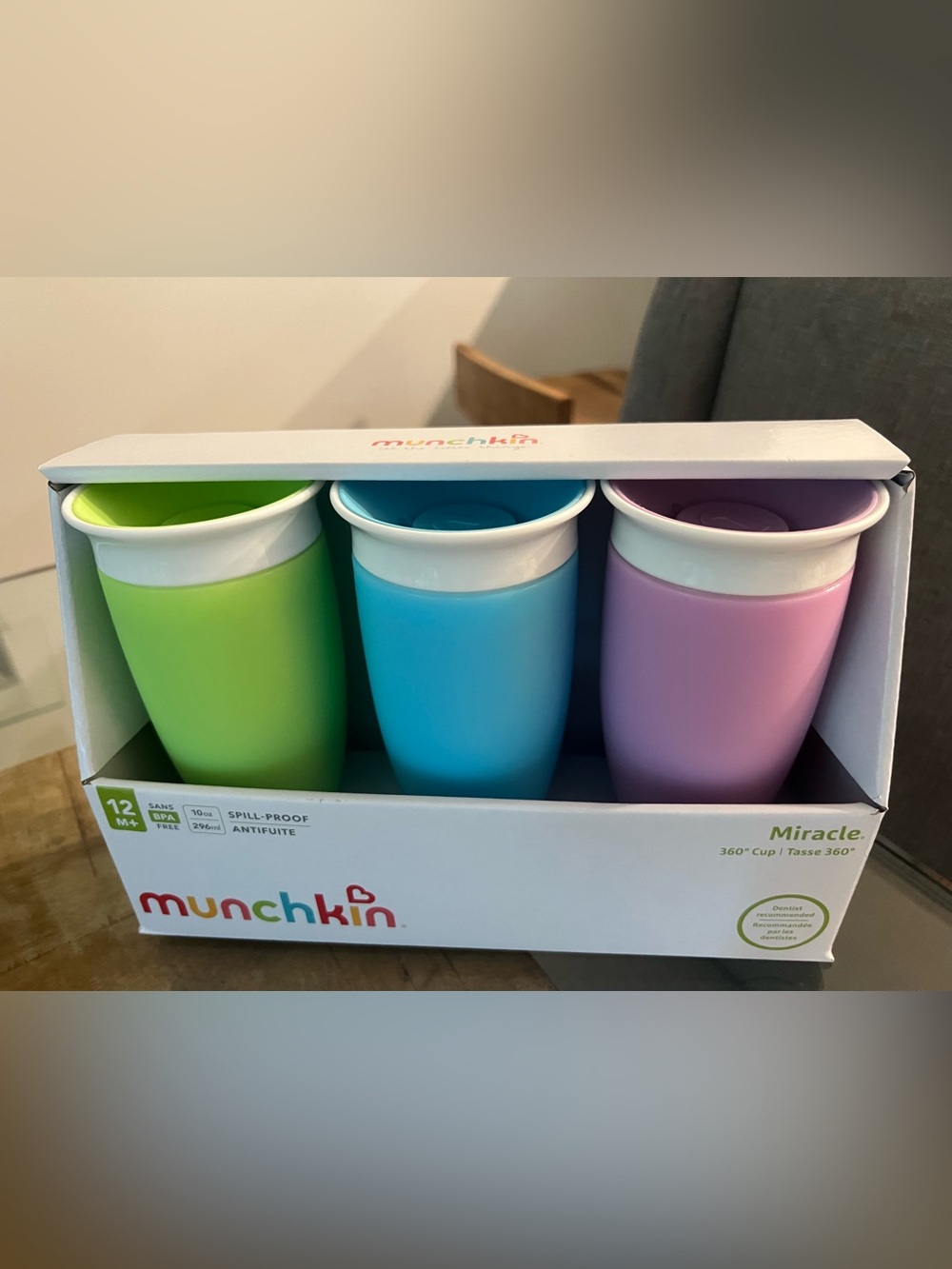 Munchkin Spill-Proof Training Cups - Lime Green, Sky Blue, Lavender